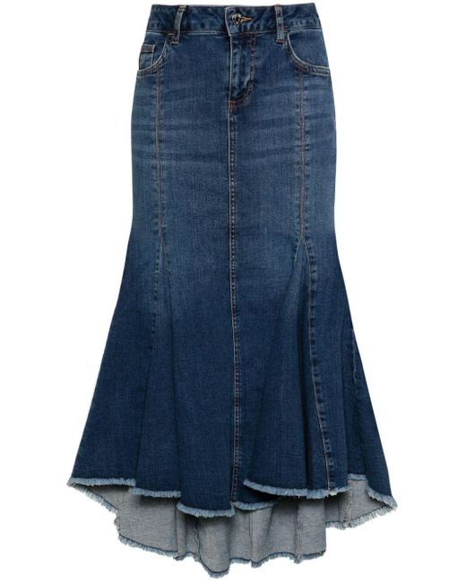 Liu Jo Blue Long Pleated Stretch Cotton Skirt