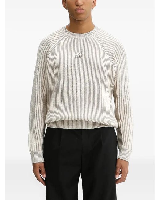 Filling Pieces White Ribbed Sweater for men