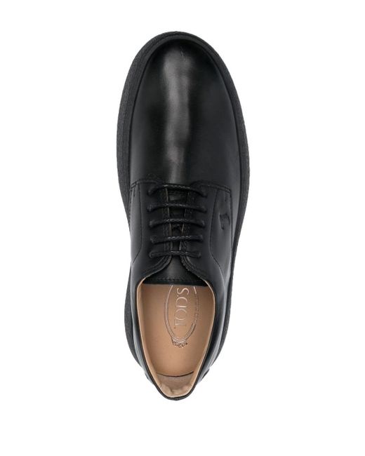 Tod's Black Round-toe Leather Oxford Shoes for men