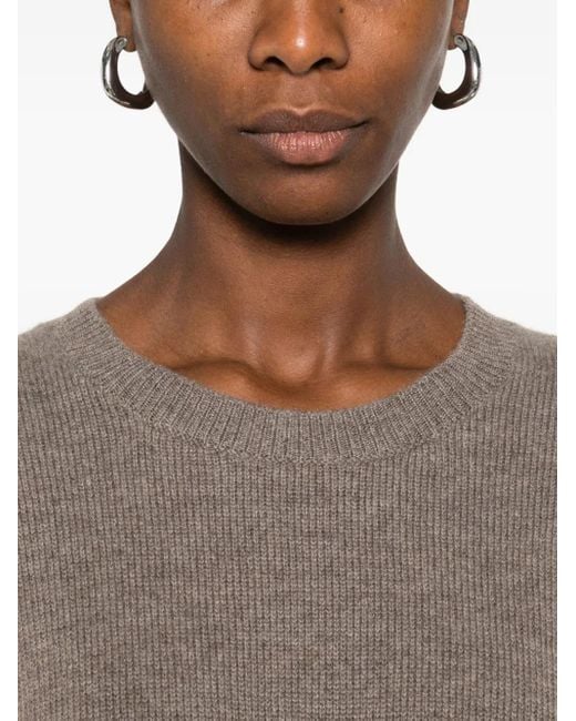 Lisa Yang Gray Klassischer Kaschmirpullover
