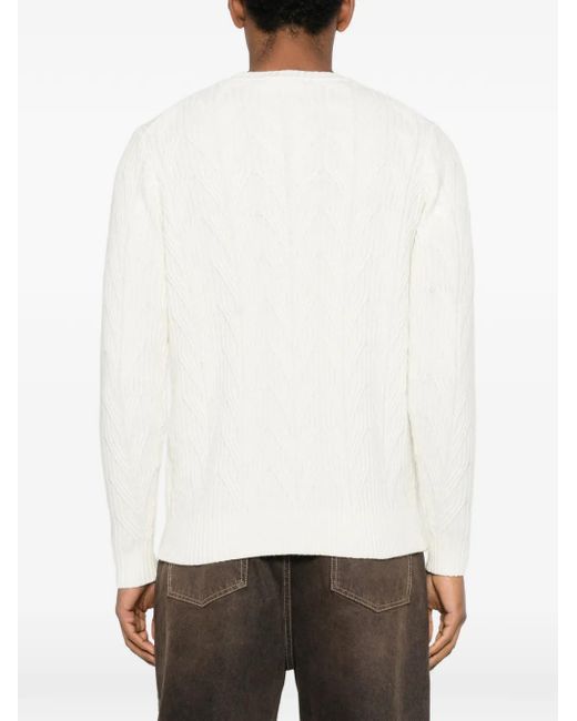 Diktat White Round-Neck Sweater for men