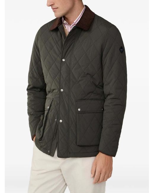 Hackett Black Surchemise Matelassée À Col En Velours Côtelé for men