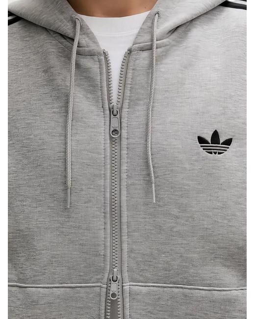 Adidas Gray Originals Adicolor 3-Stripes Spacer Zip Hoodie for men