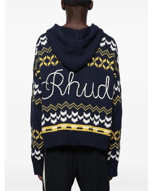 Rhude Black Palma Zip-Up Hoodie for men