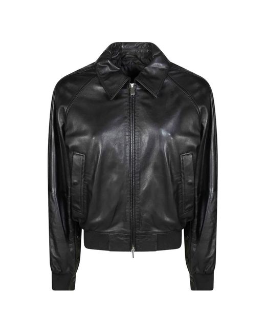 Pinko Black Collared Bomber Jacket