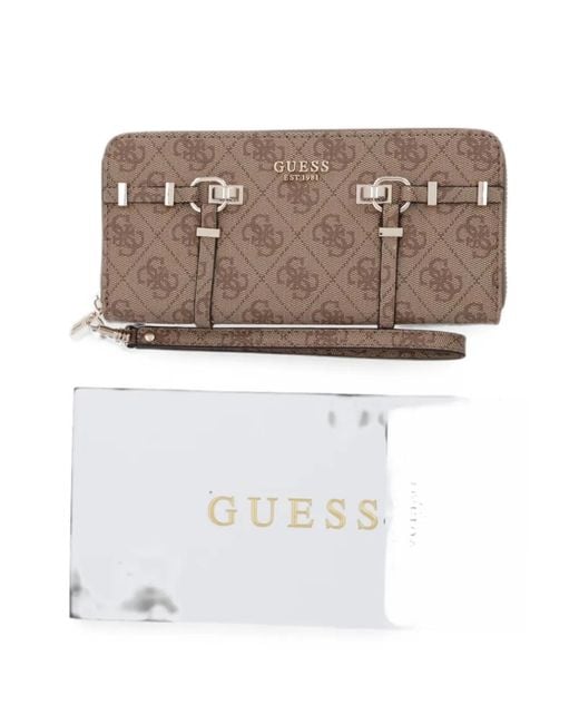 Guess Gray Monogram-Print Buckle-Detail Wallet