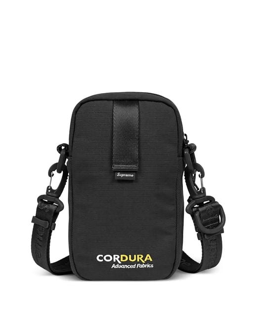 Supreme Black Logo-Patch Messenger Bag for men
