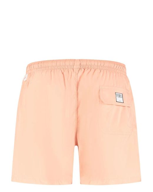 Fedeli Pink Short De Bain À Patch Logo for men