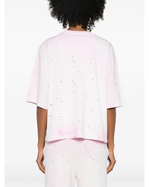 Loulou Pink Crystal-Embellished Washed T-Shirt