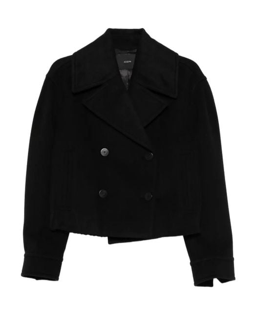 Joseph Black Double-Breasted Cropped Jacket