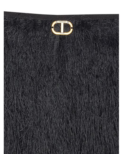 Twinset Black Fringed Mini Skirt