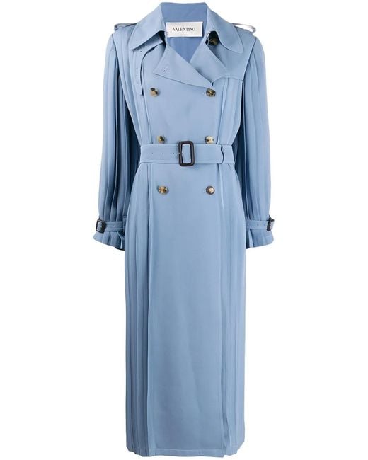 Valentino Garavani Blue Pleated Trench Coat