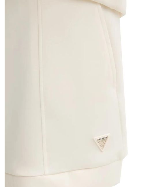 Guess White Drawstring-Waist Panelled Shorts