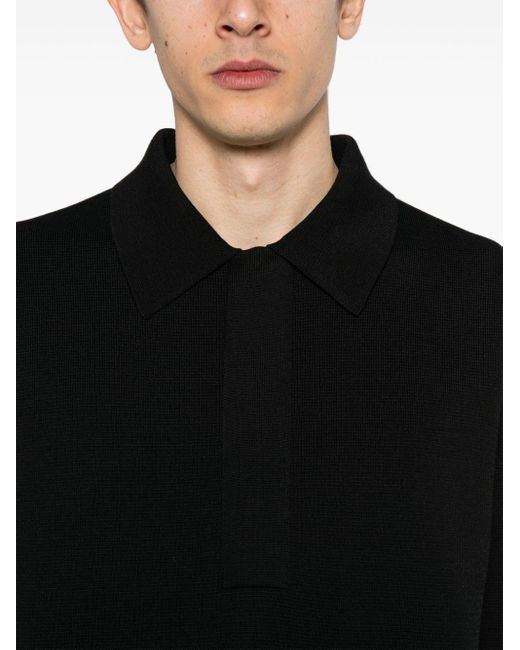 Jil Sander Black Knitted Polo Shirt for men