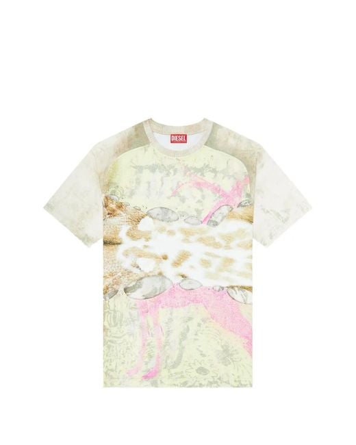 DIESEL White Clint Animal-Print T-Shirt for men