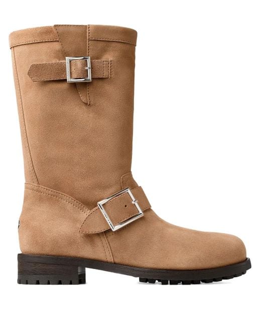 Jimmy Choo Brown Biker Mid Suede Boots