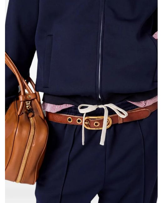 Miu Miu Blue Logo-Detail Zip-Fastening Sweatshirt