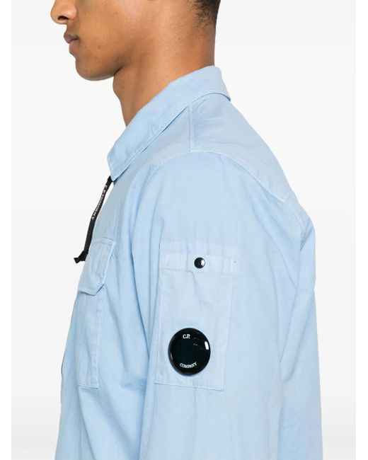 C P Company Blue Lens-Embellished Shirt Jacket for men