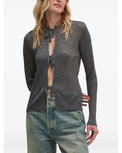 Sisley Gray Tie Rib Cardigan