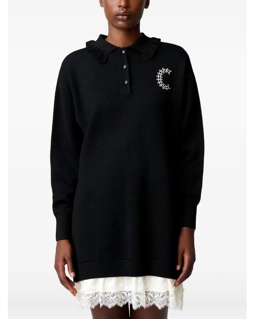Claudie Pierlot Black Satin And Lace Jumper Dress