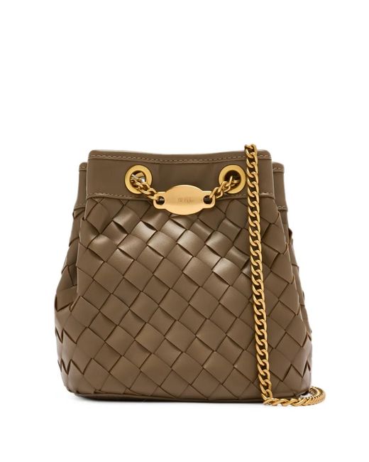 JW PEI Brown Yara Woven Bucket Bag