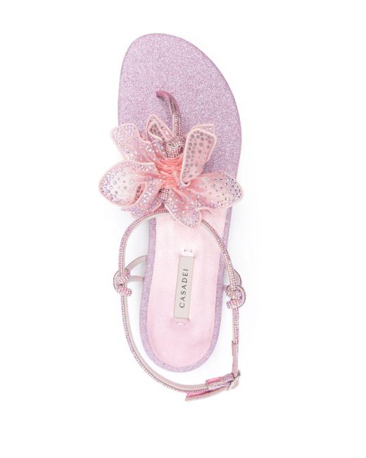 Casadei Pink Ochidea Flat Sandals