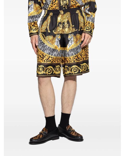 Shorts Leopardati di Versace in Yellow da Uomo