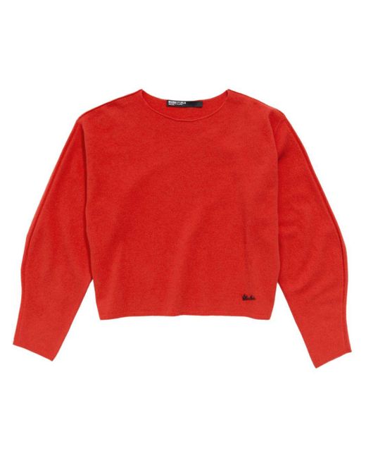 Bimba Y Lola Red Boat-Neck Wool Sweater