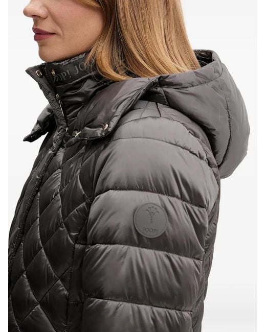Joop! Black Constance Quilted-Design Coat