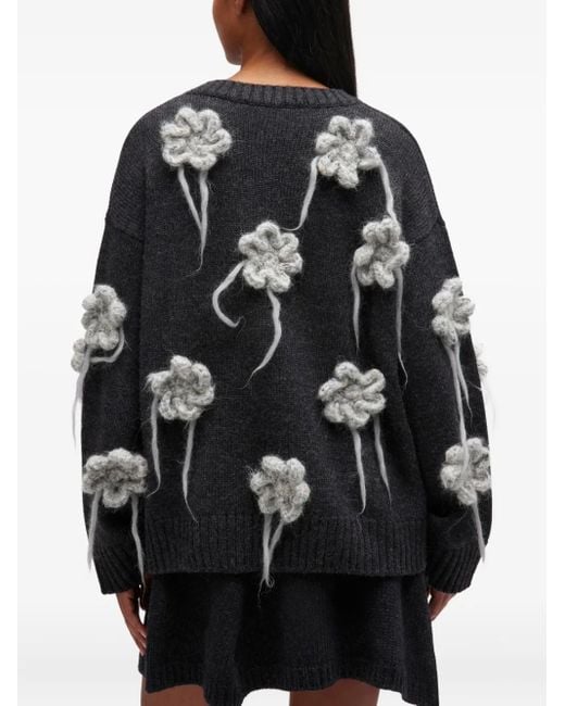 Ganni フローラルクロシェ セーター Black