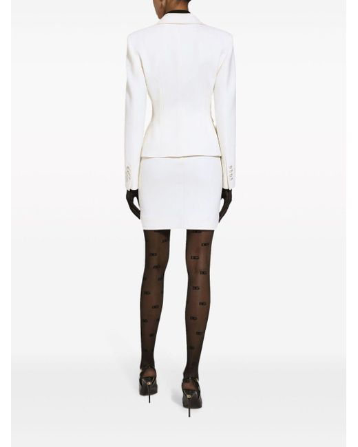 Dolce & Gabbana White Virgin-wool Straight Miniskirt