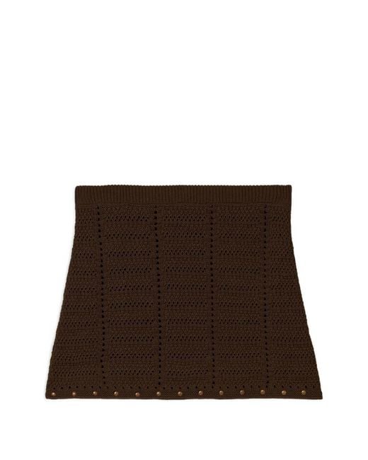 A PAPER KID Brown Knitted Studded Mini Skirt