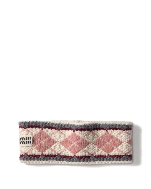 Miu Miu Pink Argyle-Patterned Jacquard Headband