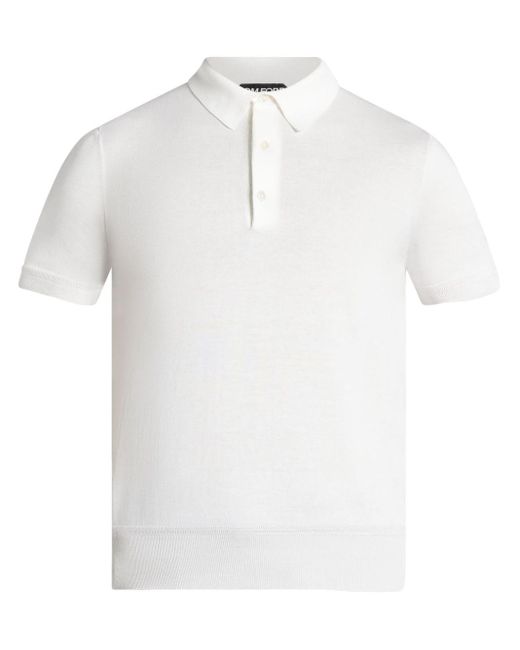 Tom Ford Fijngebreid Poloshirt in het White voor heren