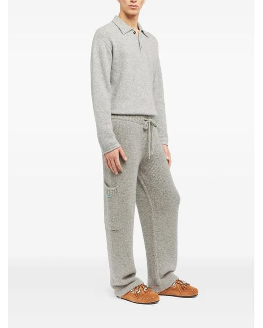 Alanui Gray Drawstring Knitted Trousers for men