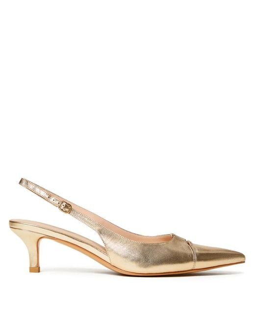Twinset Natural Metallic-Effect Logo-Plaque Pumps