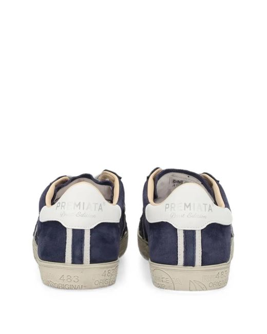 Premiata Blue Logo-Patch Sneakers