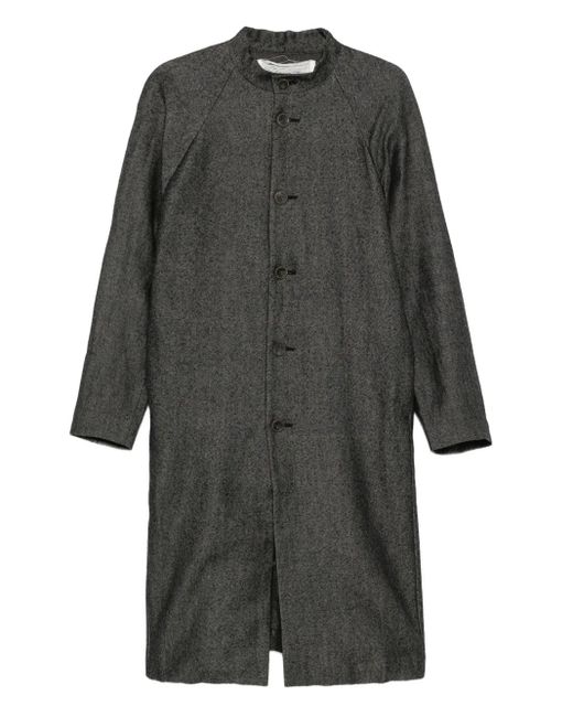 Individual Sentiments Gray Single-Breasted Collarless Coat for men