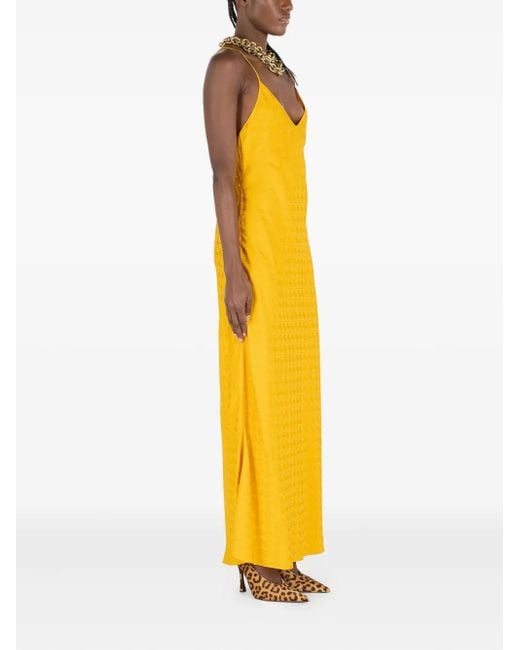 Roberto Cavalli Yellow Snake Monogram Dress