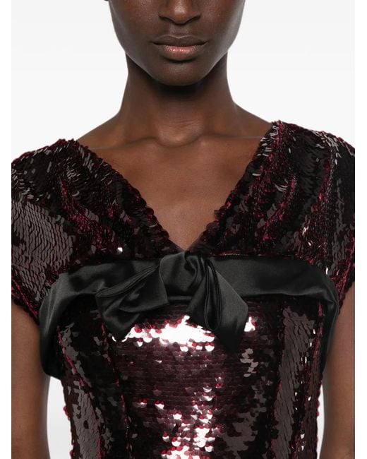Simone Rocha Black Sequin-Embellished Bow-Detail Midi Dress