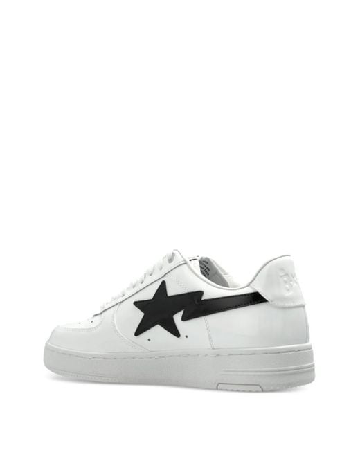 A Bathing Ape White Sta Lightning-Appliqué Sneakers for men