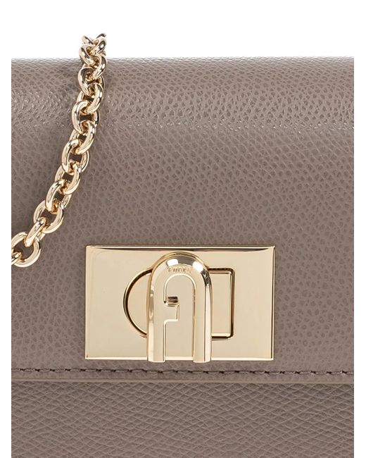 Furla 1927 レザーショルダーバッグ Gray
