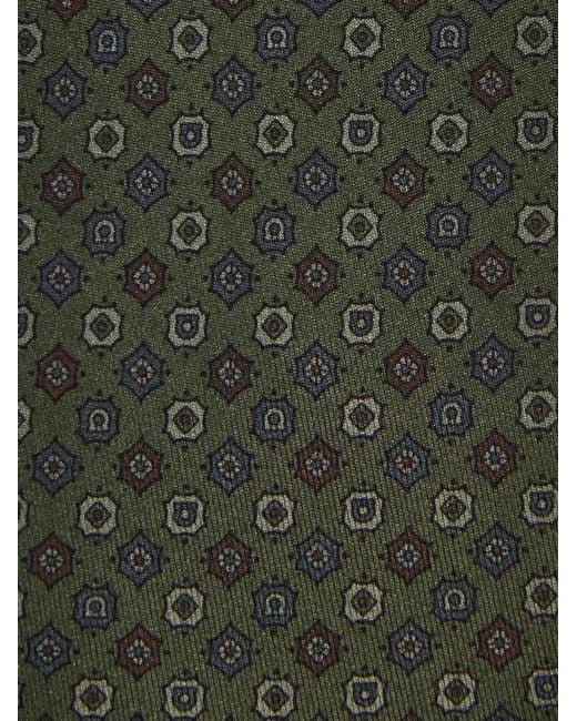 Ferragamo Green Micro-Pattern Silk Tie for men