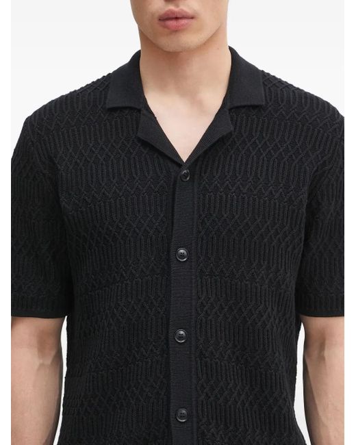 Samsøe & Samsøe Black Textured Short-Sleeve Shirt for men