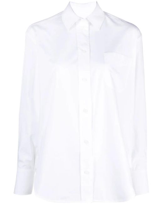 Victoria Beckham White Logo-Embroidered Organic Cotton Shirt