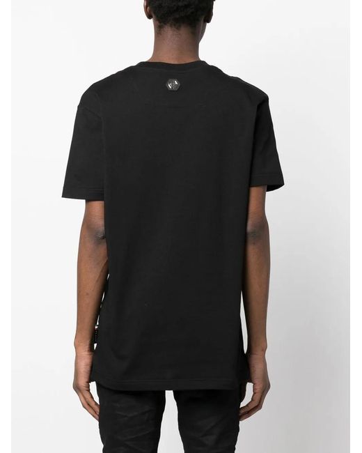 Philipp Plein Black Baroque Skull-Print T-Shirt for men