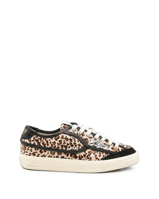 Autry White Windscape Leopard-Print Sneakers