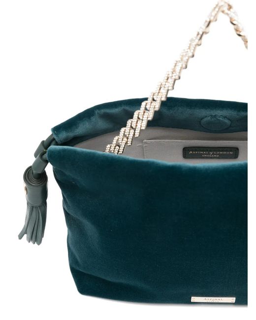 Aspinal Green Amelia Velvet Tote Bag