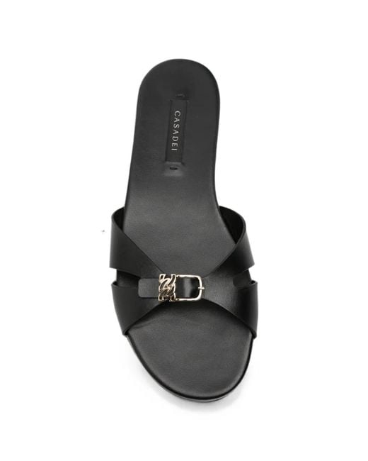 Casadei White Logo-Plaque Sandals