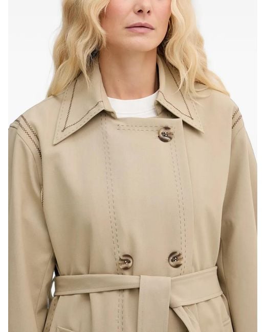 Mos Mosh Natural Mmscout Zani Contrast-Stitched Coat